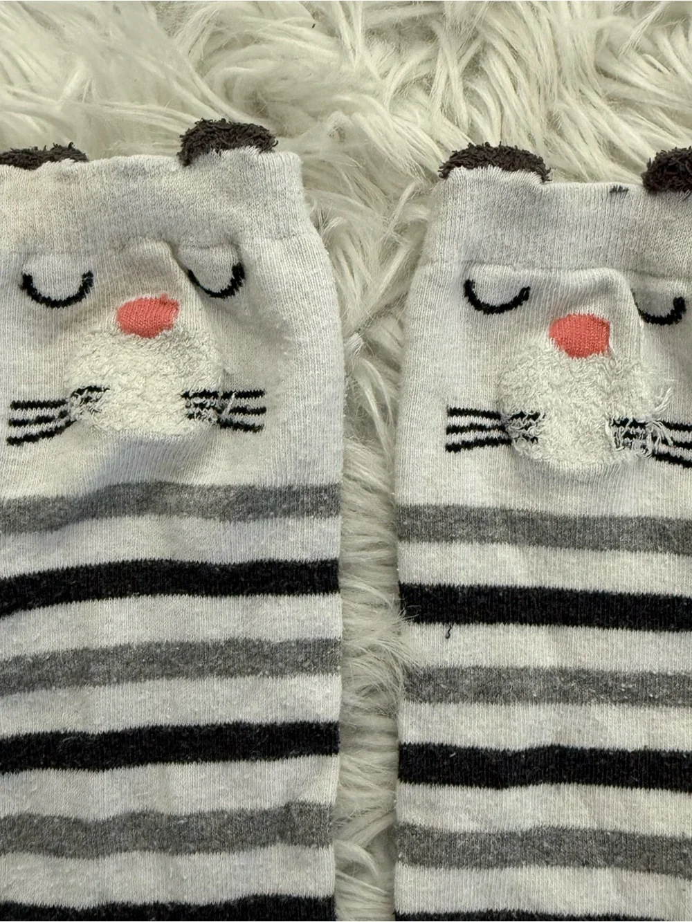 Toddler knee high striped socks, fox and cat animal print